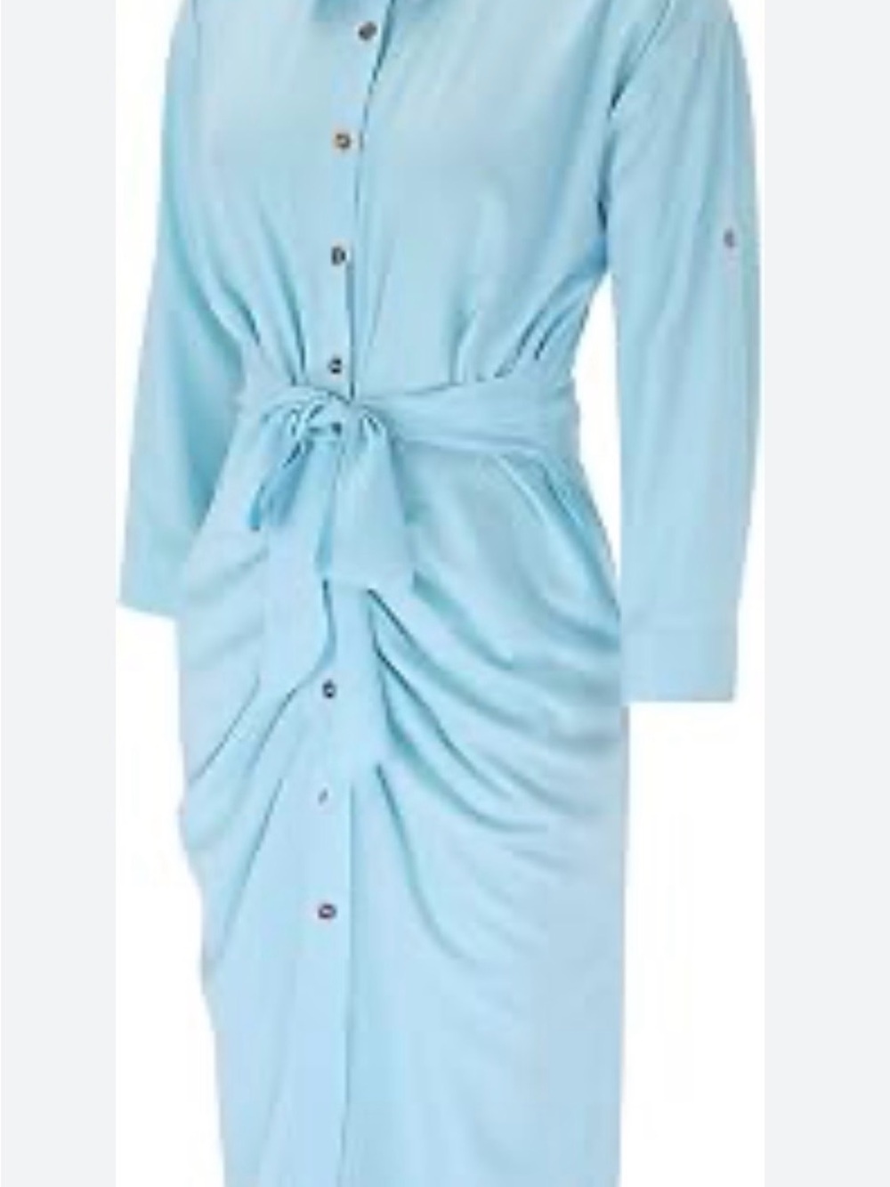 Gianni Bini Light Blue Tie-Front Midi Shirt Dress